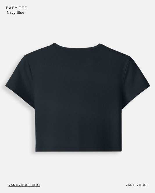 Baby Tee-Navy Blue