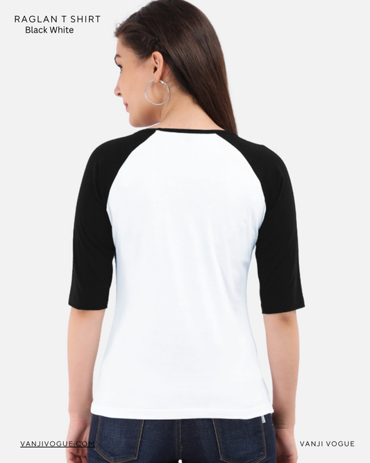 Women's Raglan T-Shirt-Black White