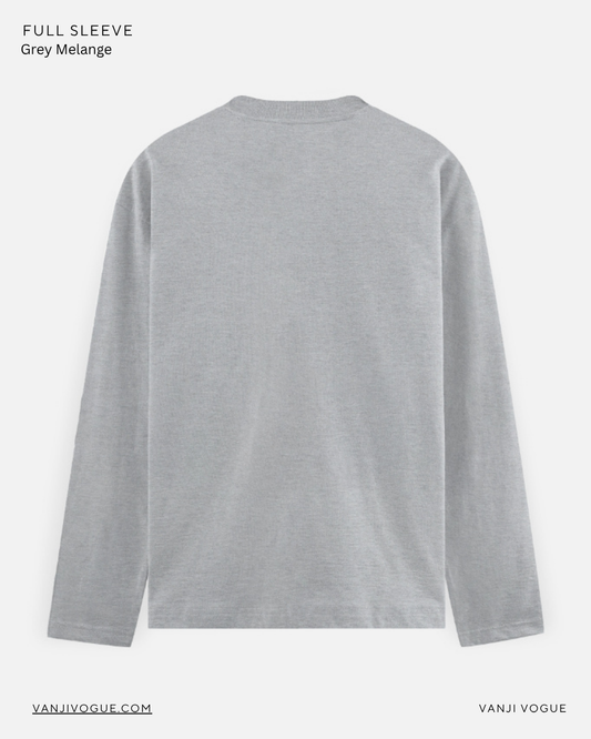 Men's Full Sleeve T-Shirt-Grey Melange