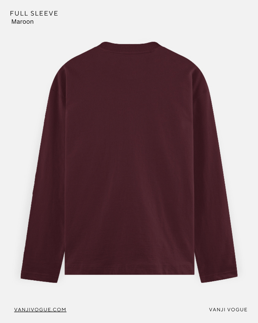 Men's Full Sleeve T-Shirt-Maroon