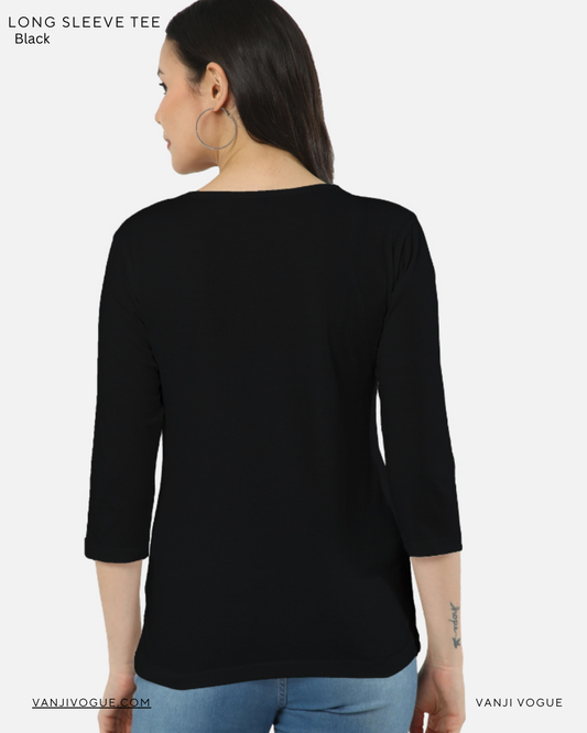 Women's Long Sleeve Tee-Black