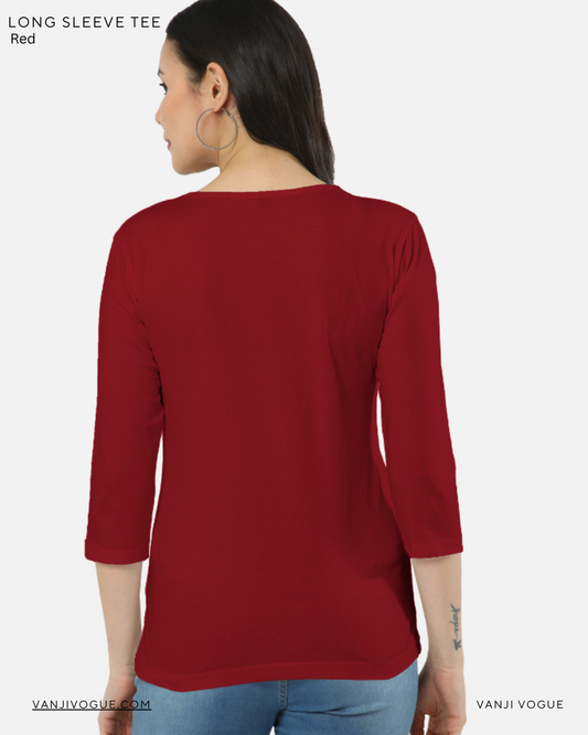 Women's Long Sleeve Tee-Red