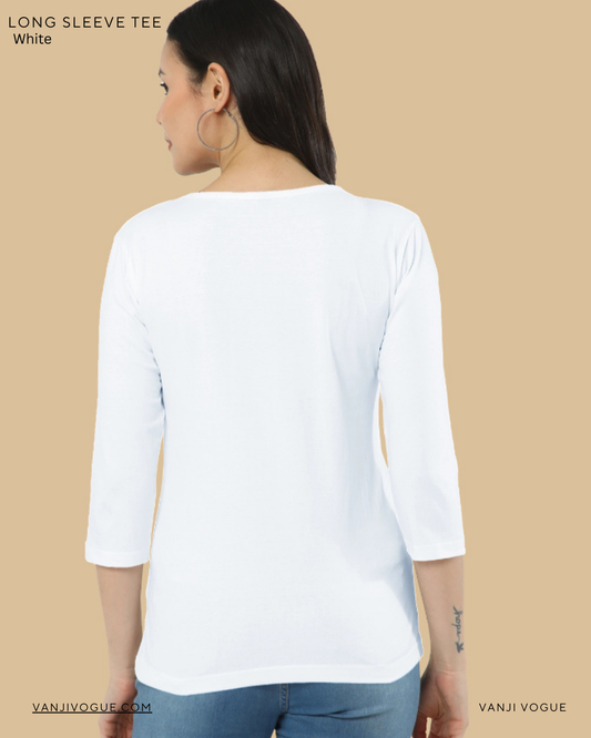 Women's Long Sleeve Tee-White