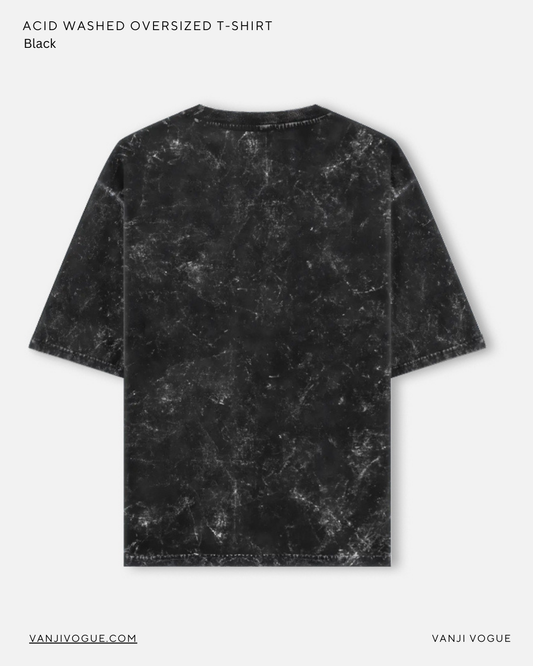 Unisex Acid Washed Oversized Tee- Black
