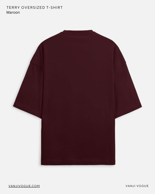 Unisex Terry Oversized Tee - Maroon