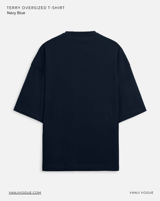 Unisex Terry Oversized Tee- Navy Blue