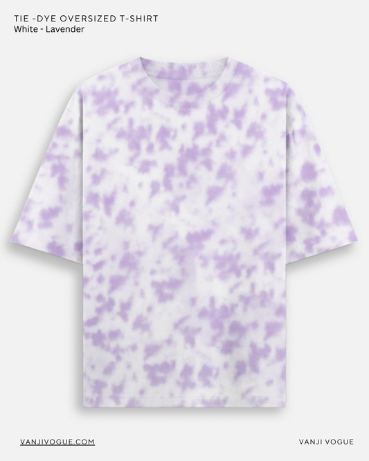 Unisex Tie Dye Oversized T-Shirt-White Lavender