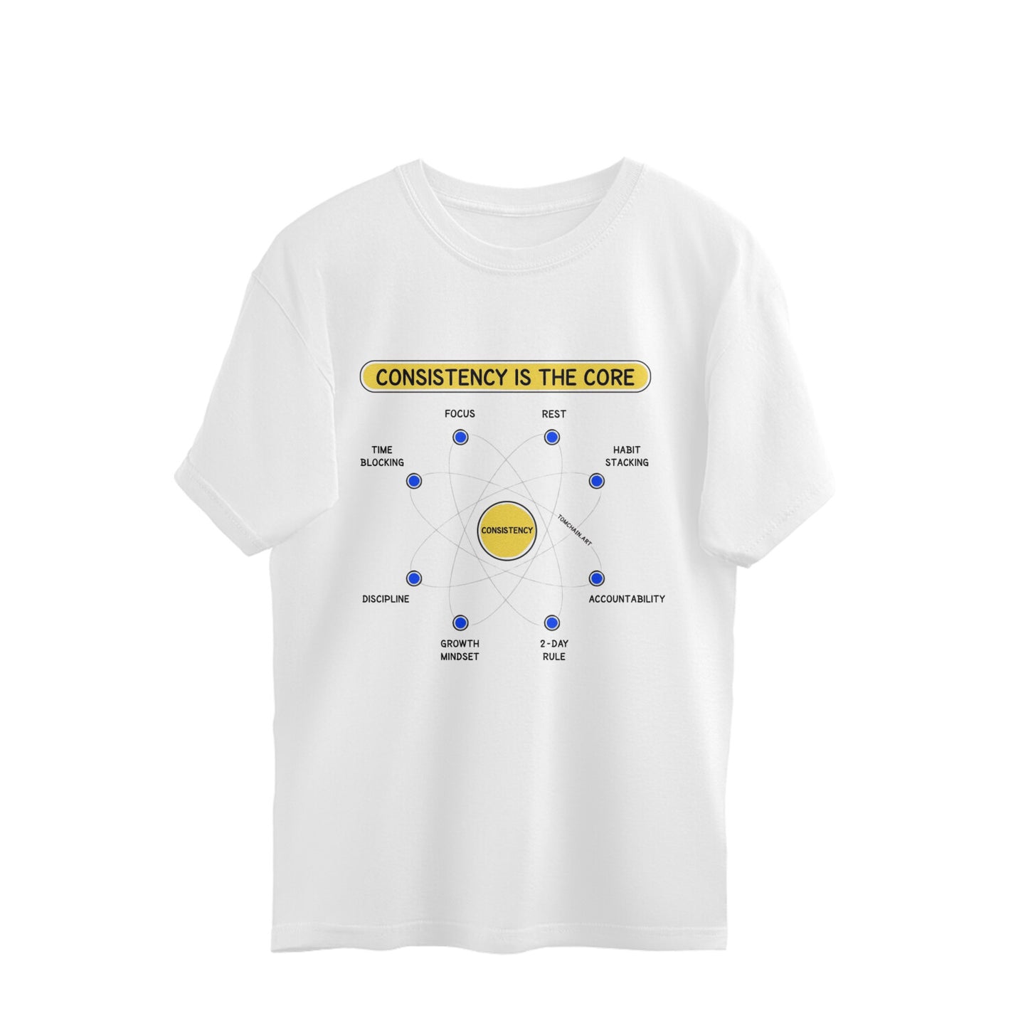 White men's motivational t shirt with consistency is the core graphic and productivity concepts