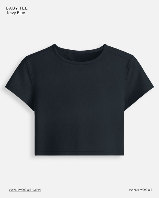 Baby Tee-Navy Blue
