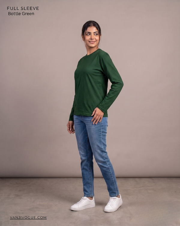 Full Sleeve T-Shirt-Bottle green — alternate view