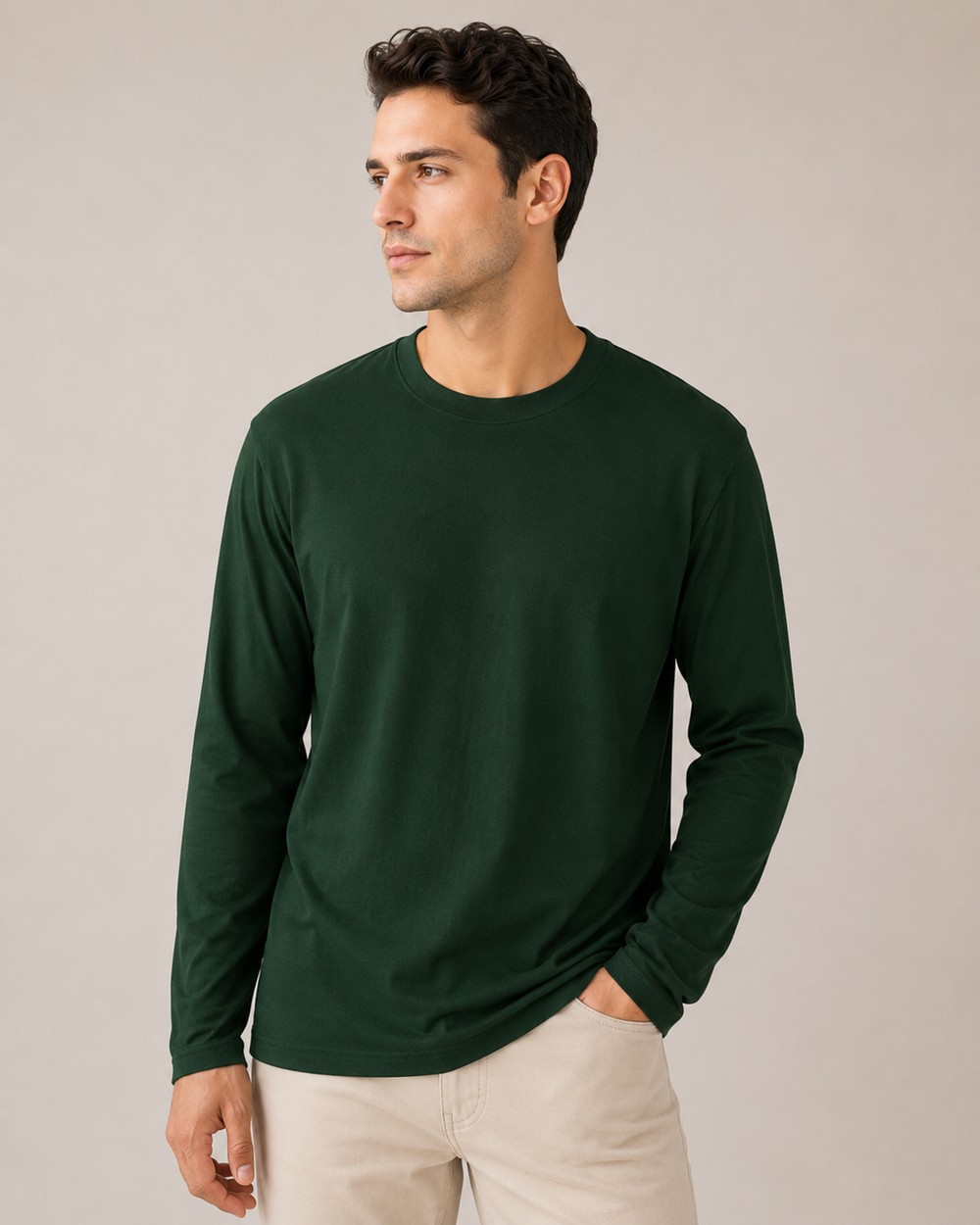 Full Sleeve T-Shirt-Bottle green - view 2