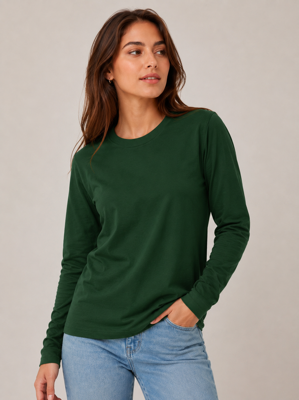 Full Sleeve T-Shirt-Bottle green