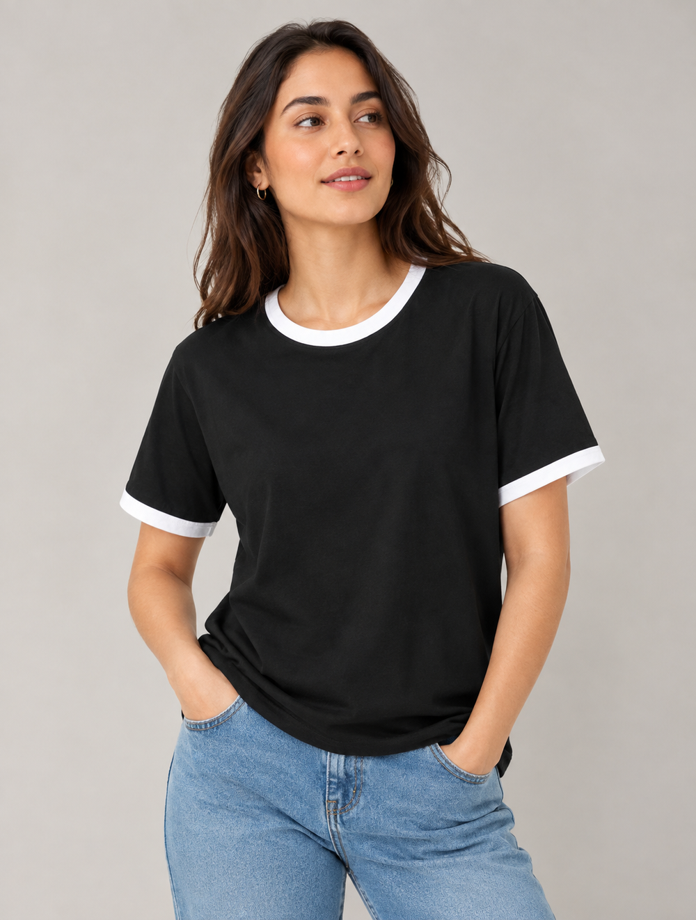White & Black Ringer T-Shirt - view 2