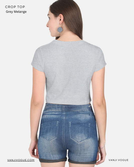 Crop Top-Grey Melange