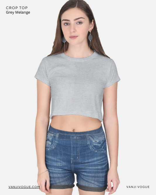 Crop Top-Grey Melange