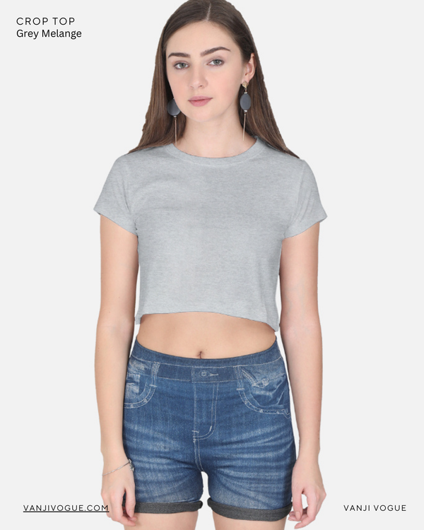 Crop Top-Grey Melange