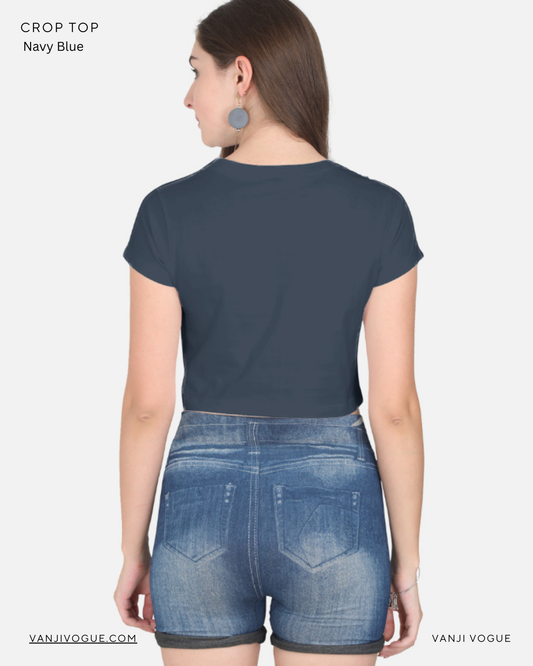 Crop Top-Navy Blue