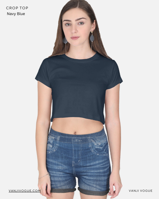 Crop Top-Navy Blue