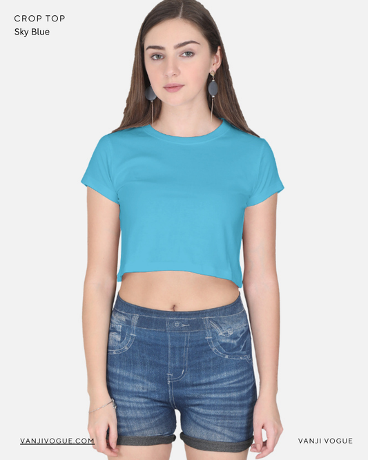 Crop Top-Sky Blue