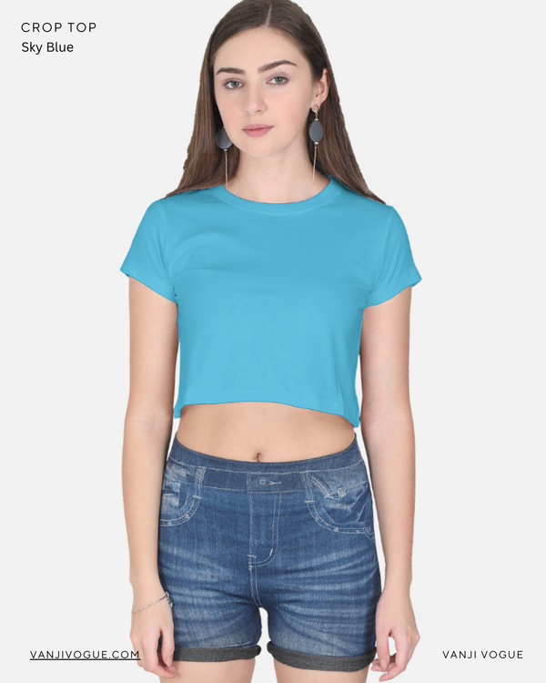 Crop Top-Sky Blue