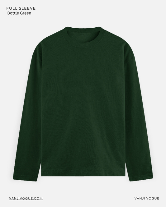 Men's Full Sleeve T-Shirt-Bottle green