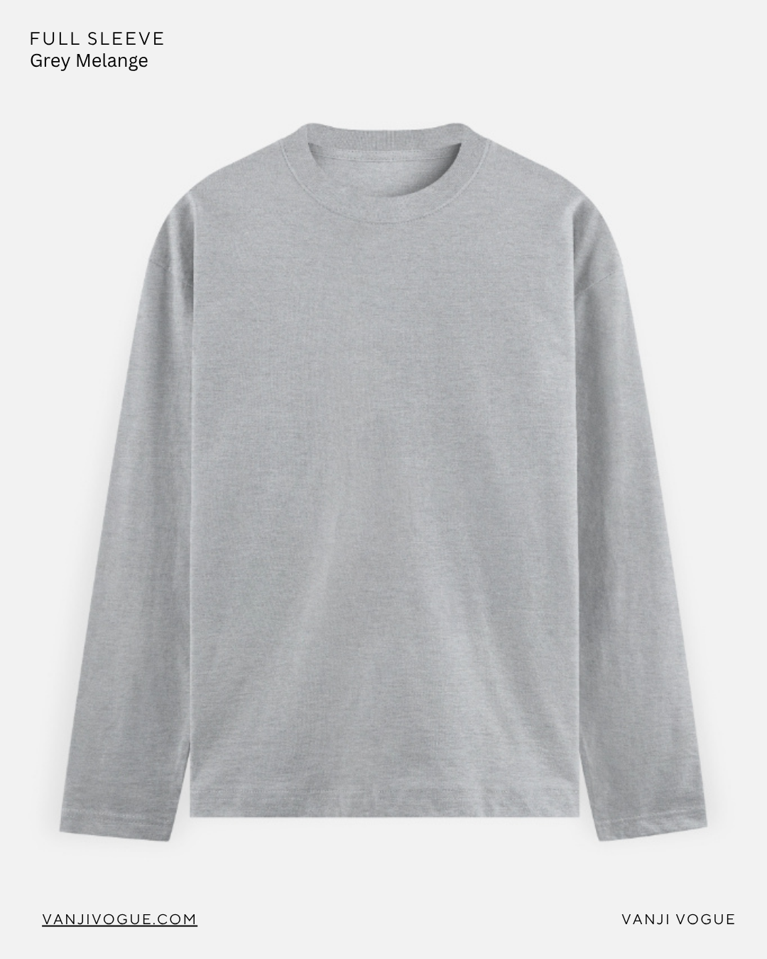 Men's Full Sleeve T-Shirt-Grey Melange