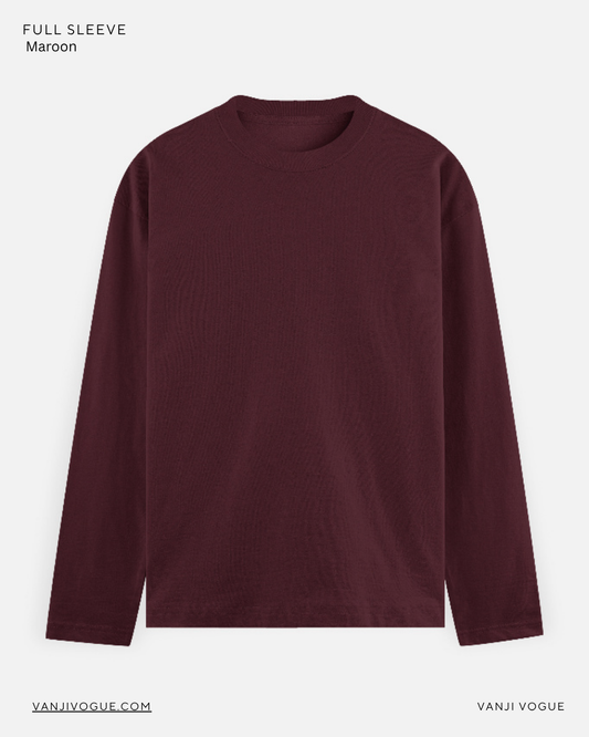 Men's Full Sleeve T-Shirt-Maroon
