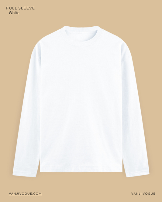 Men's Full Sleeve T-Shirt-White