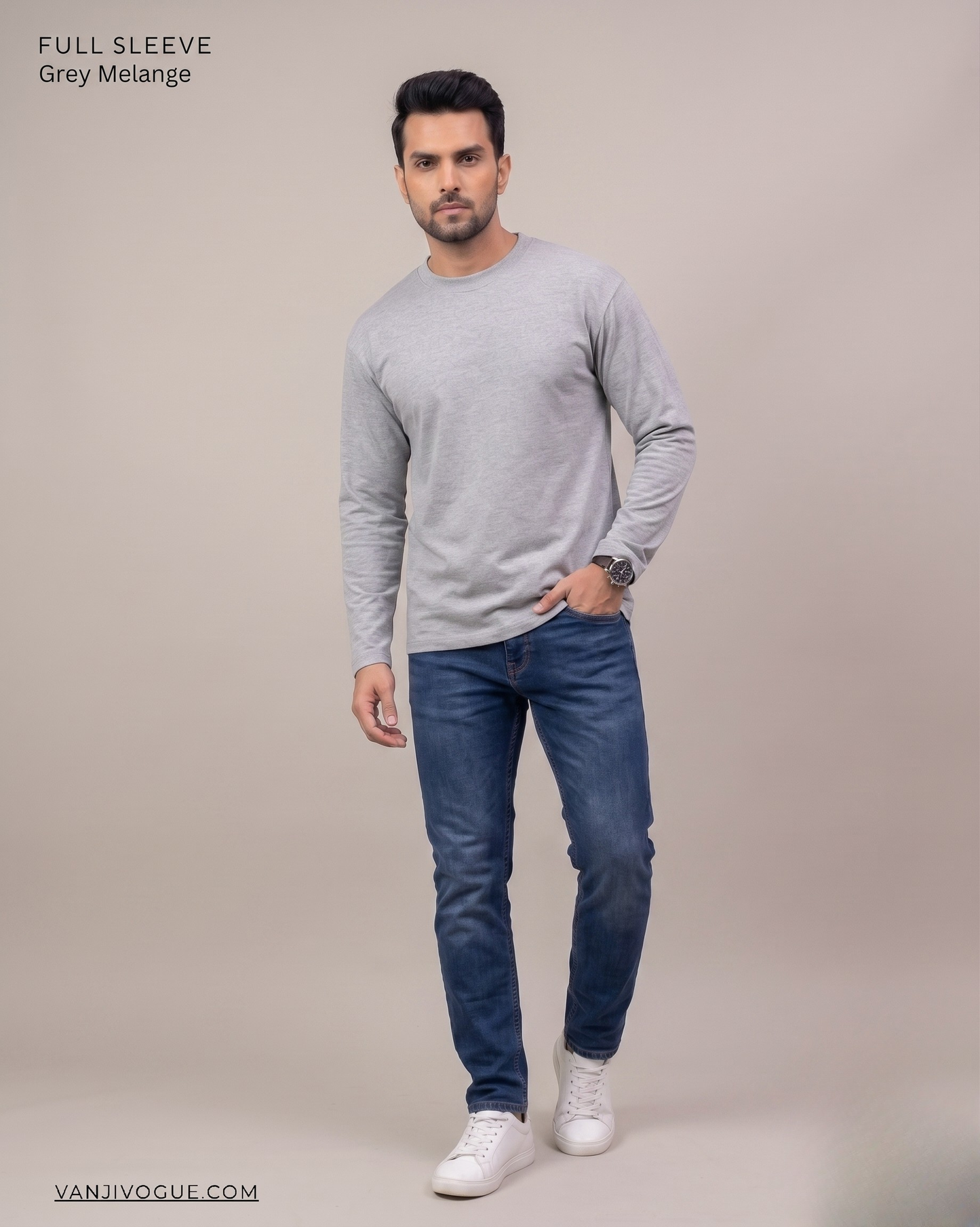 Full Sleeve T-Shirt – Grey Melange