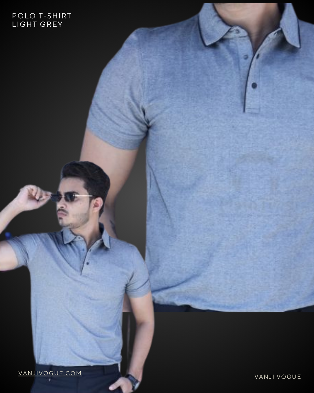 Premium Cotton Polo T Shirt for Unisex - Light Grey - view 1