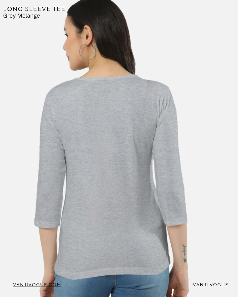 Women's Long Sleeve Tee-Grey Melange - view 2