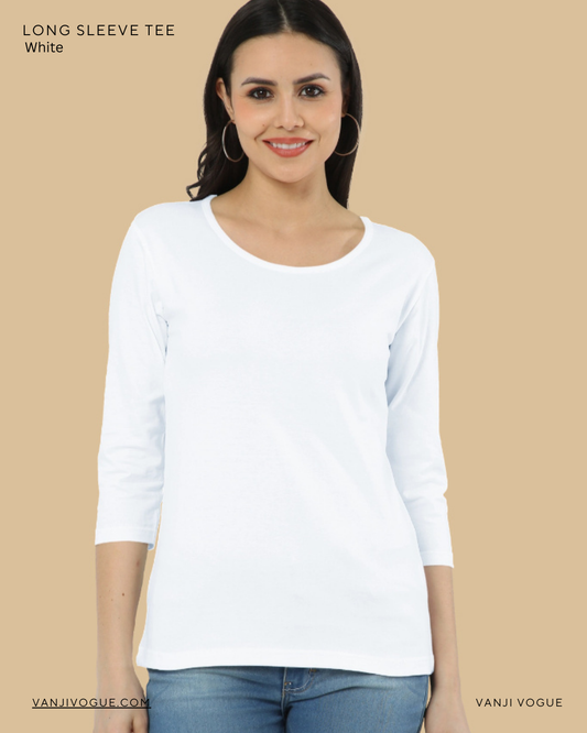 Women's Long Sleeve Tee-White