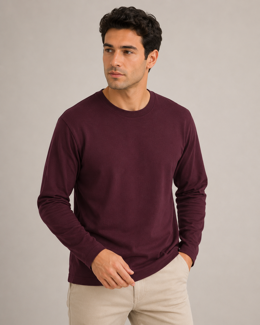 Full Sleeve T-Shirt-Maroon - view 2