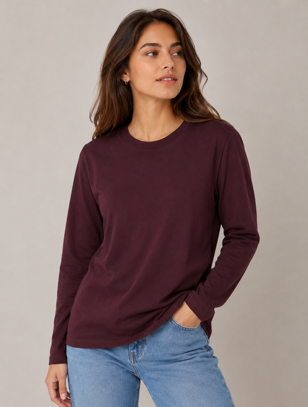 Full Sleeve T-Shirt-Maroon