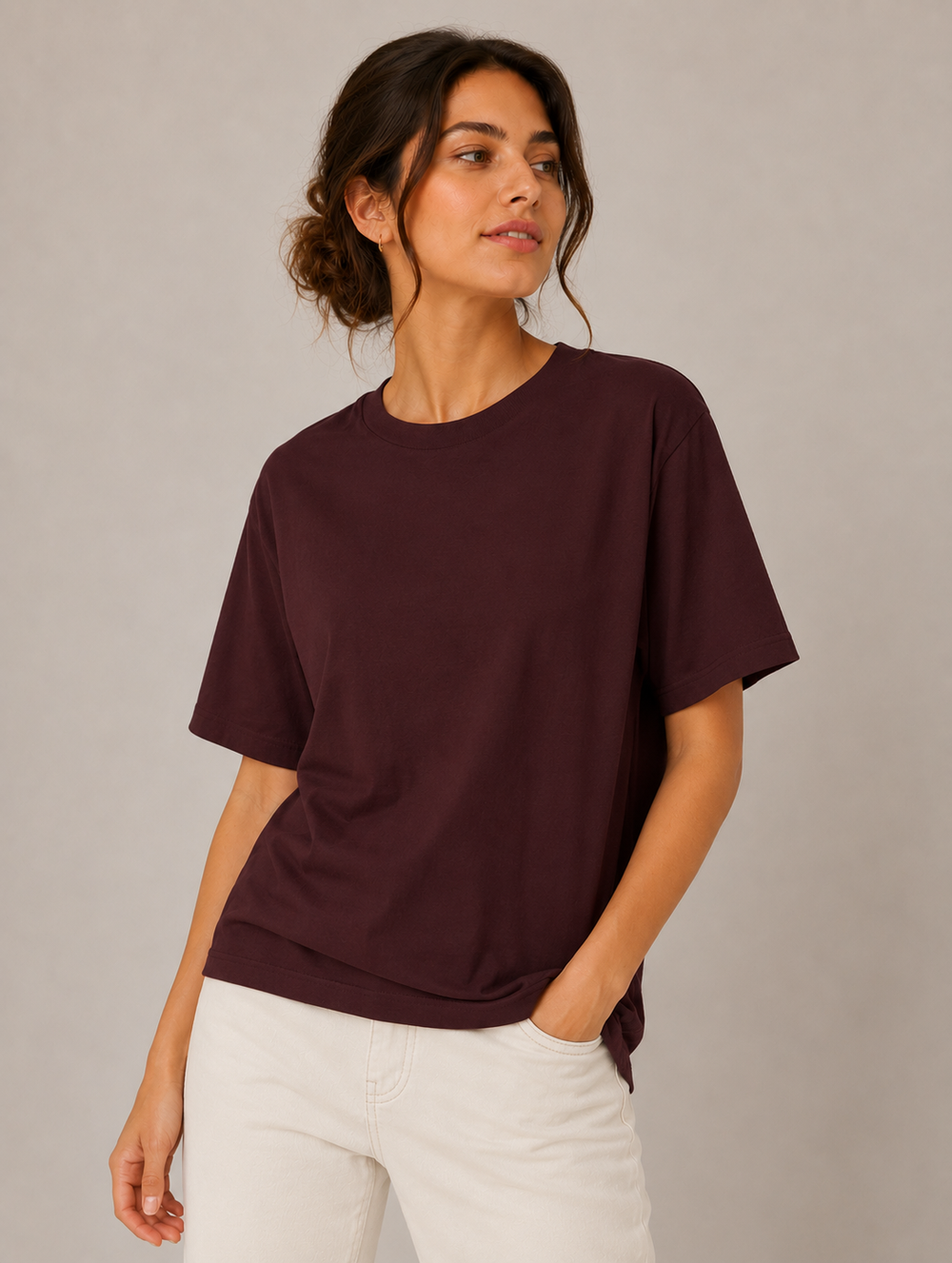 Unisex Oversized Classic T-Shirt-Maroon - view 1