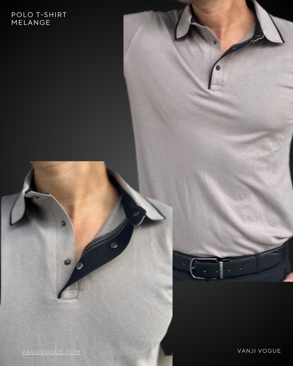 Premium Cotton Polo T Shirt for Unisex - Grey Melange - view 1