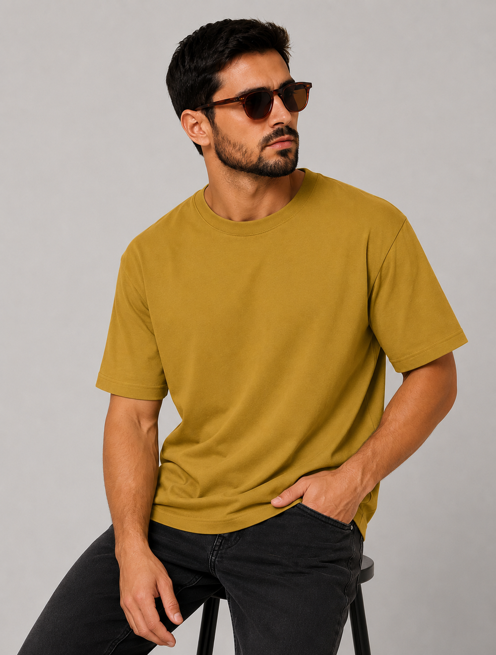 Unisex Oversized Classic T-Shirt-Mustard Yellow - view 1