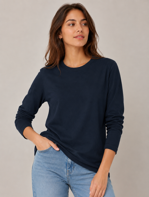 Full Sleeve T-Shirt - Navy Blue — alternate view