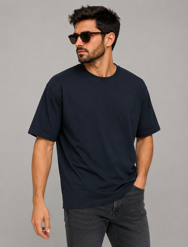 Unisex Oversized Classic T-Shirt-Navy Blue — alternate view