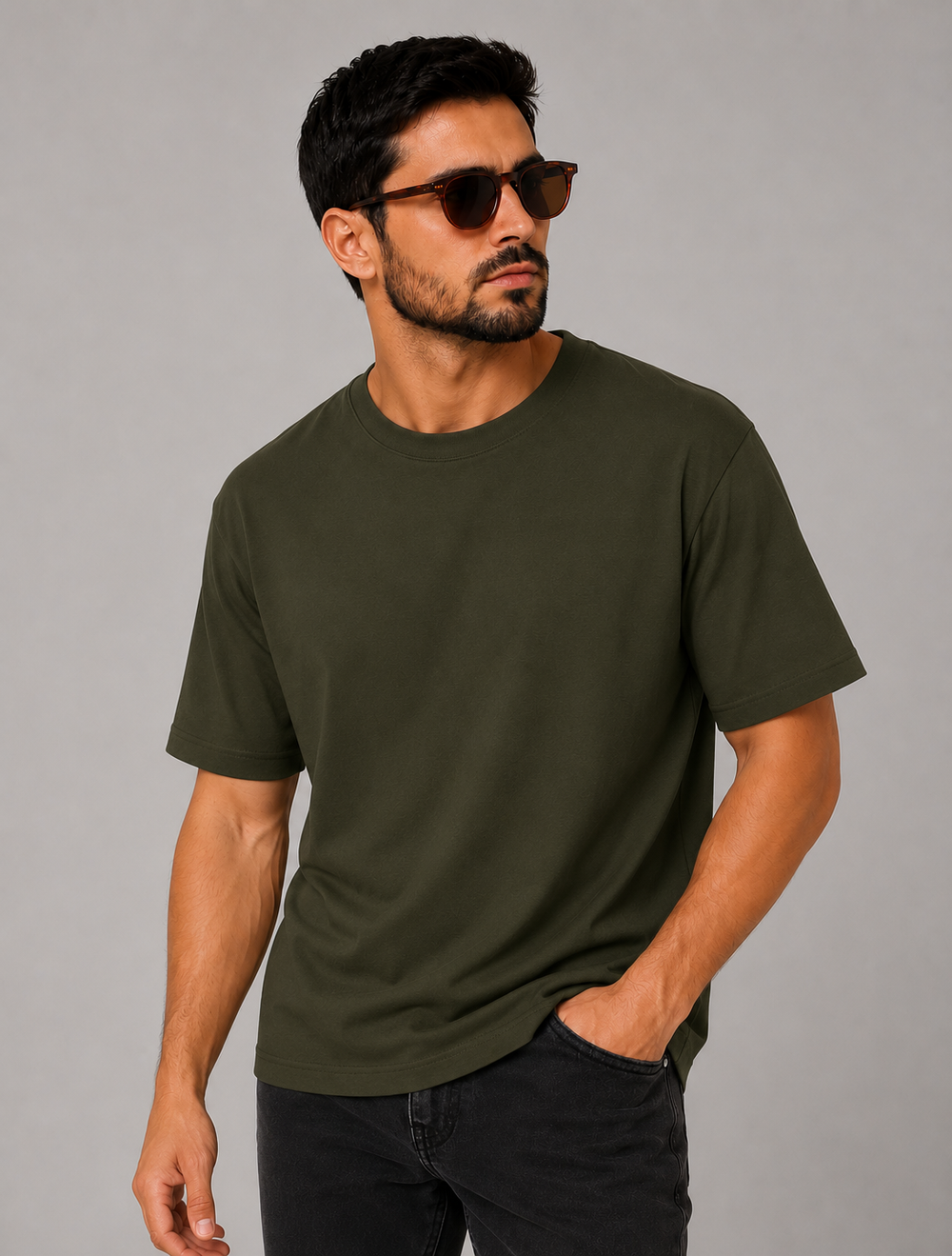 Unisex Oversized Classic T-Shirt-Olive Green - view 2