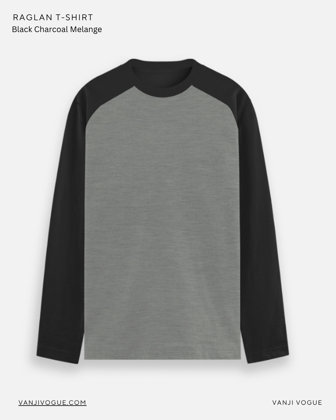 Raglan T-Shirt- Black Charcoal Melange