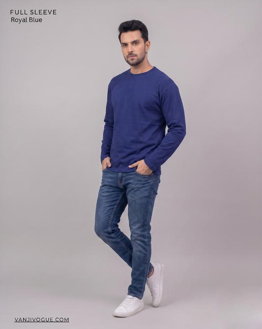 Full Sleeve T-Shirt-Royal Blue