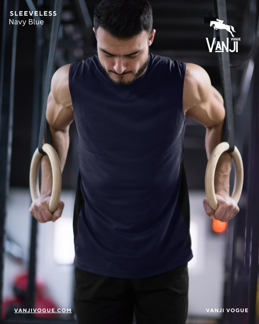 Men's Sleeveless T-Shirt-Navy Blue