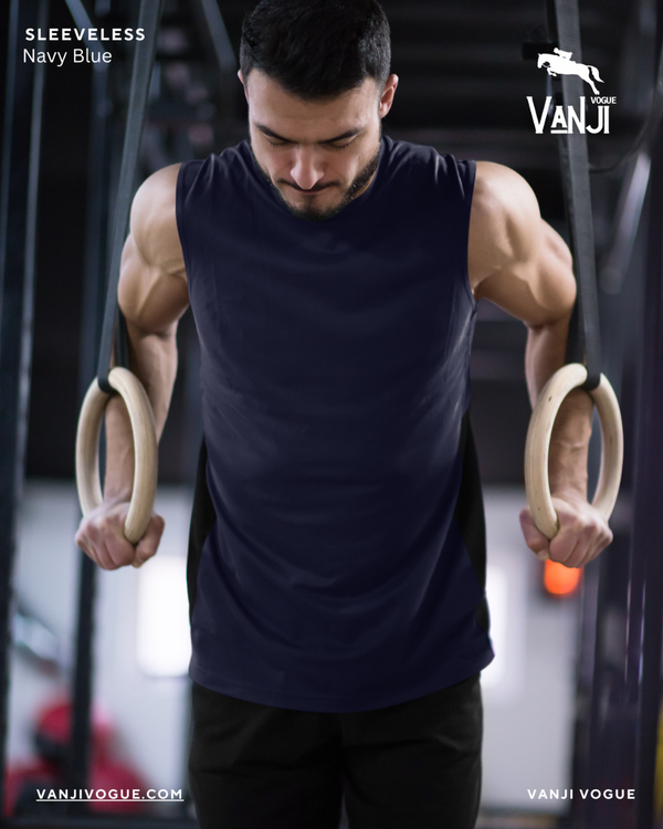 Men's Sleeveless T-Shirt-Navy Blue