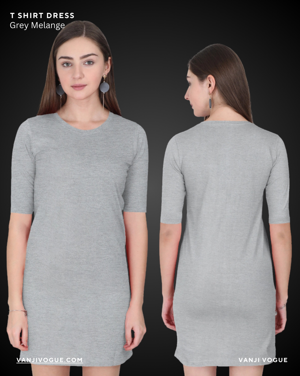 T-Shirt Dress-Grey Melange - view 1