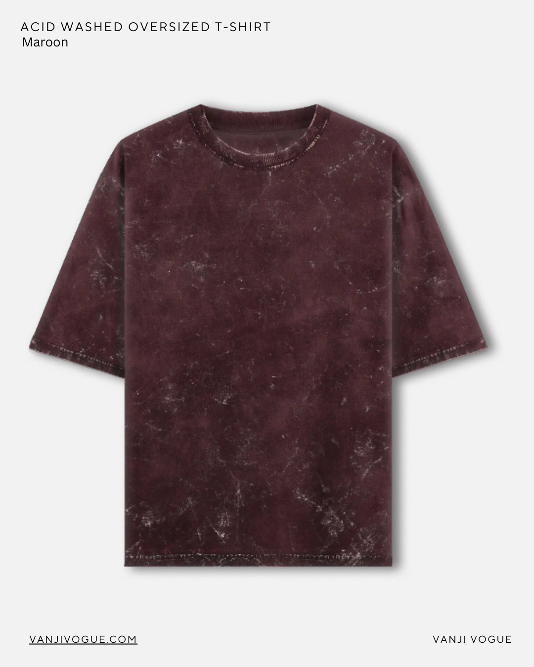 Unisex Acid Washed Oversized Tee-Maroon