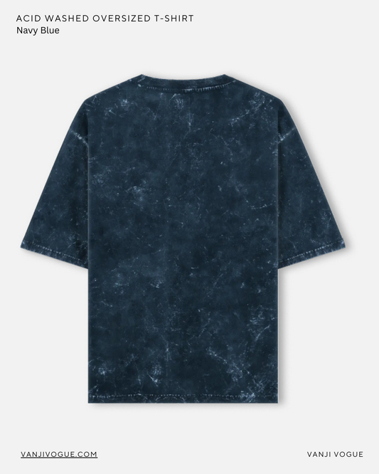 Unisex Acid Washed Oversized Tee - Navy Blue