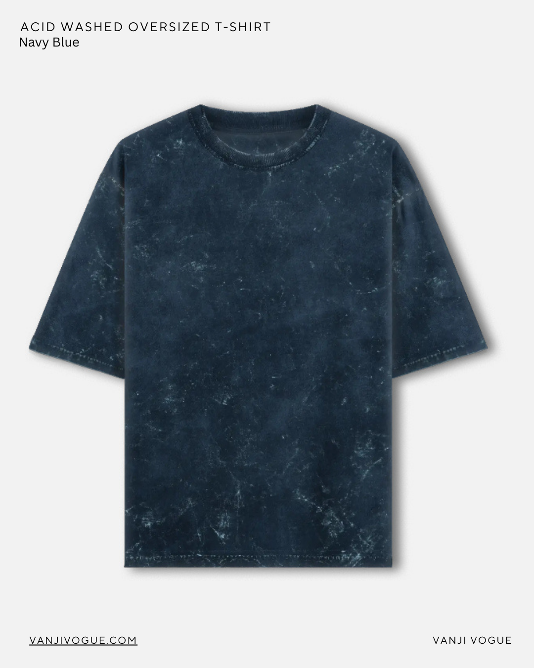 Unisex Acid Washed Oversized Tee - Navy Blue