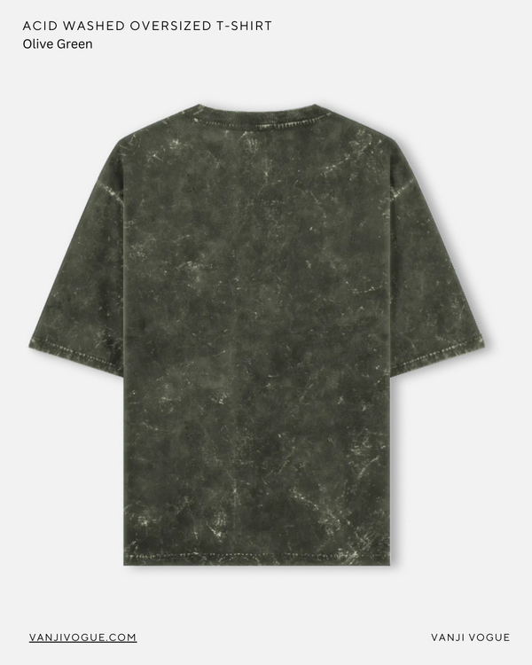 Unisex Acid Washed Oversized Tee - Olive Green — alternate view