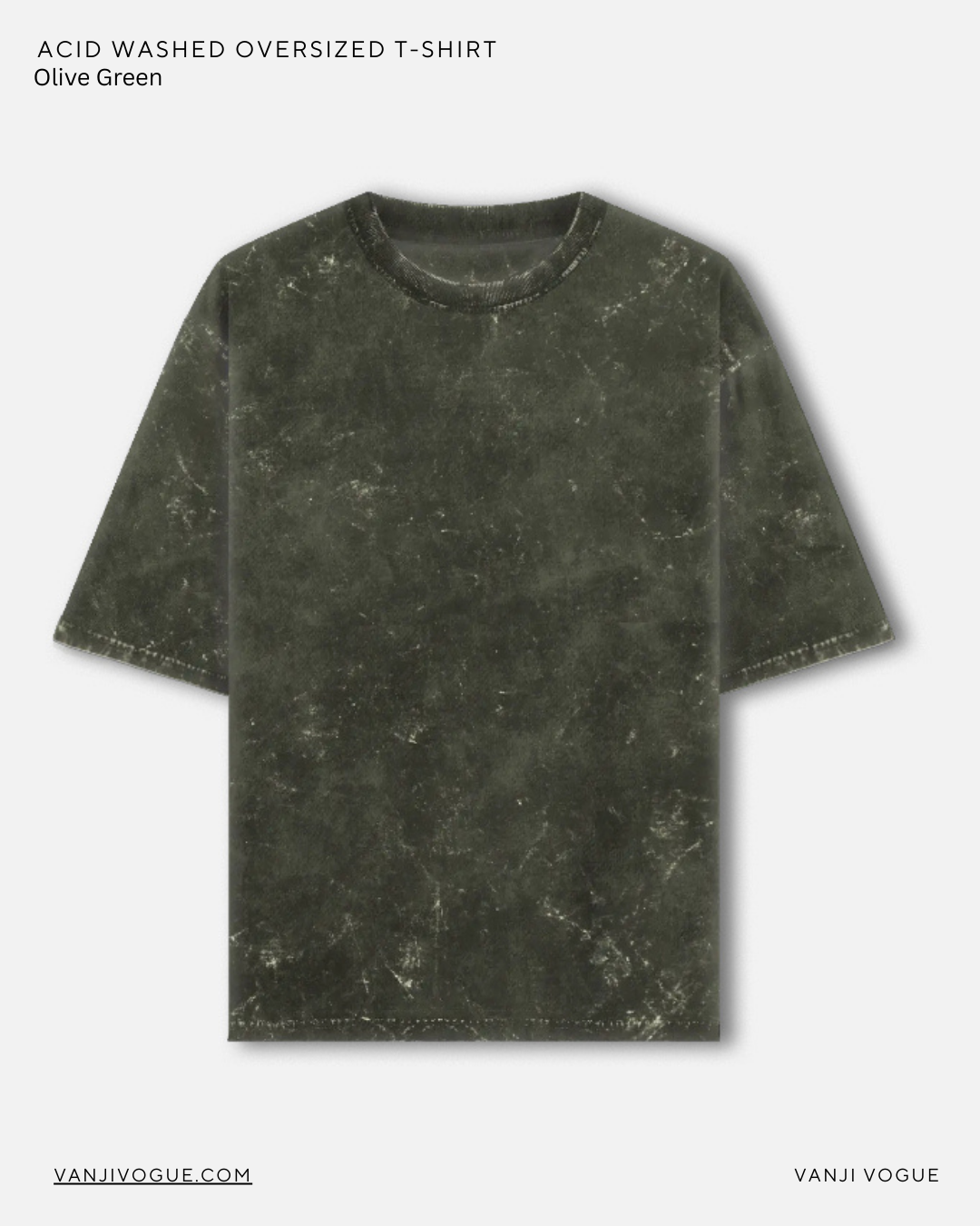Unisex Acid Washed Oversized Tee - Olive Green